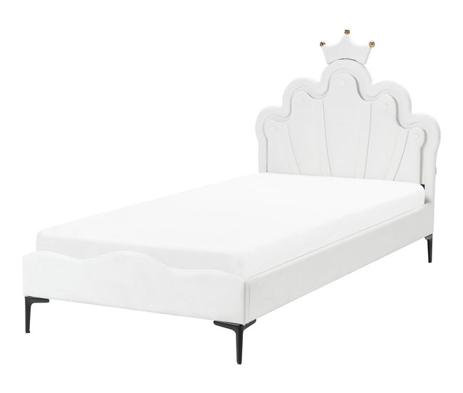 Beliani Cama Terciopelo RUBIAN 103x209 Blanco