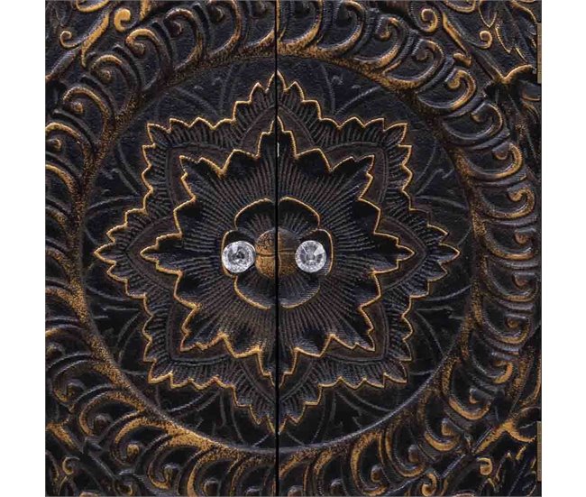 Aparador de madera de 4 puertas Negro