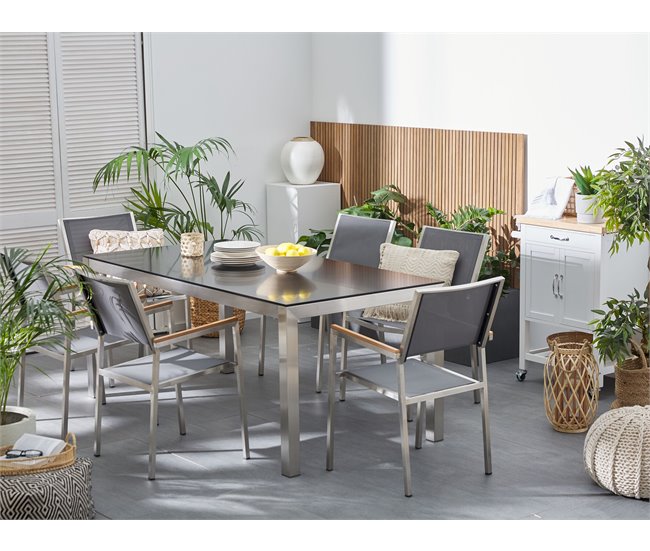 Beliani Mesa de jardín GROSSETO 90x180 Negro