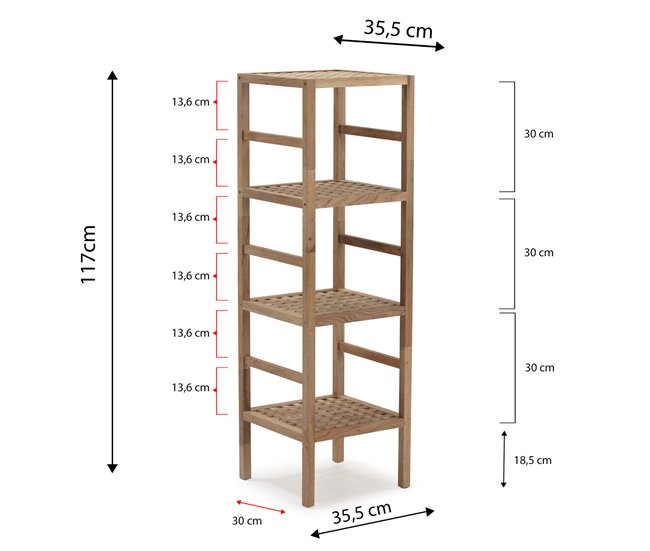 Estantería Alam de madera de nogal, 117,5 cm altura Madera
