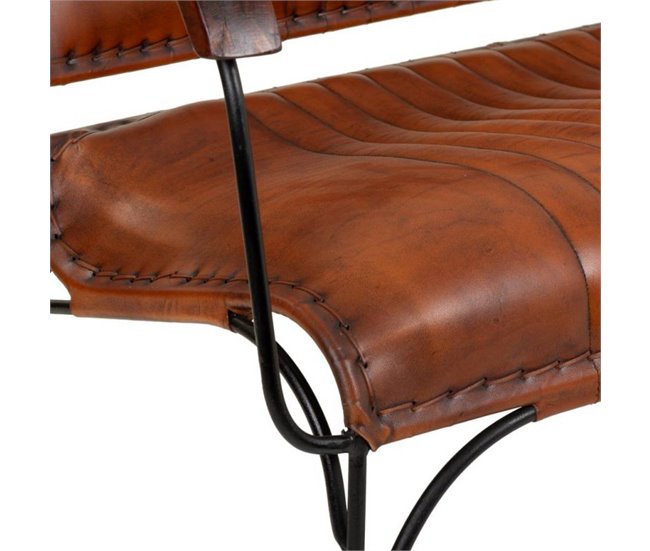 Banco de metal y piel Marron