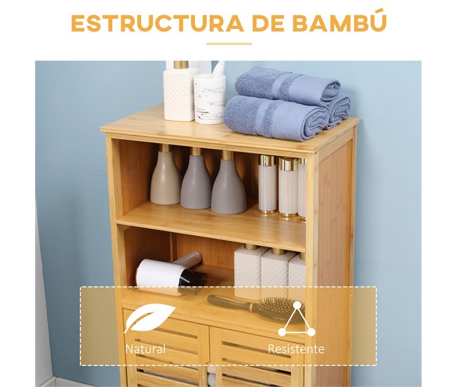 Armario de Baño Bambú kleankin, hogar - baño Marron