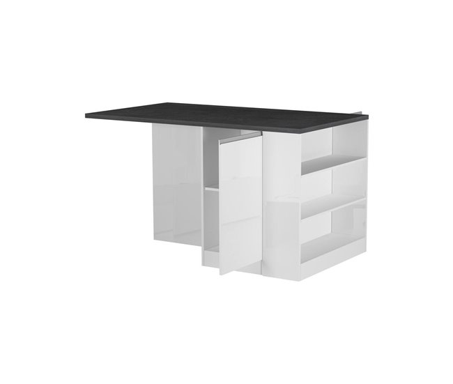 Cozinha de ilha com efeito de madeira 160 Blanco