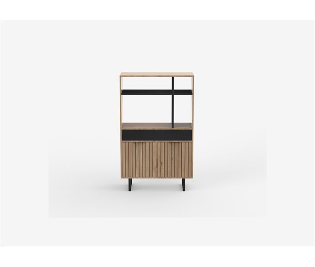 Buffet de cocina bajo OBIN. 2 Puertas y 1 cajón. Negro/ Madera