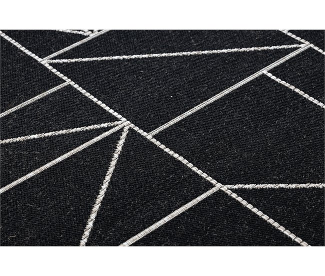 Alfombra de cuerda sisal FLOORLUX 20605 Triángulos 80x150 Negro
