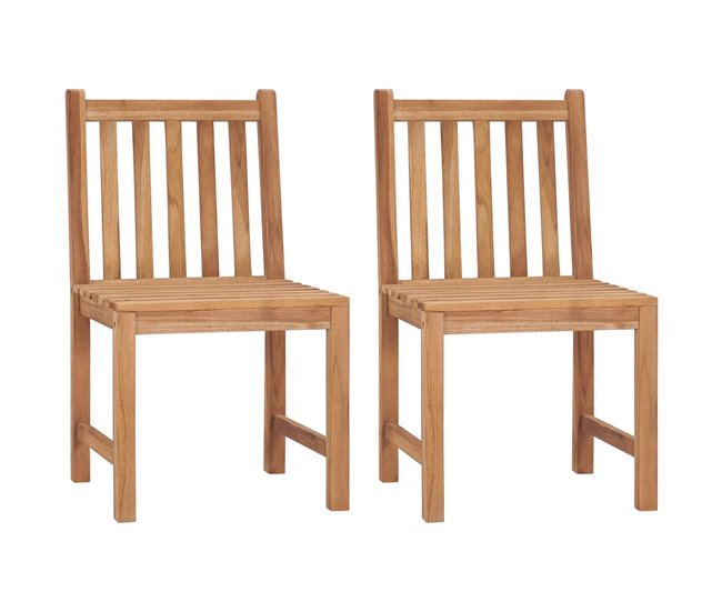 2 Sillas de jardín de madera maciza de teca con cojines Antracita