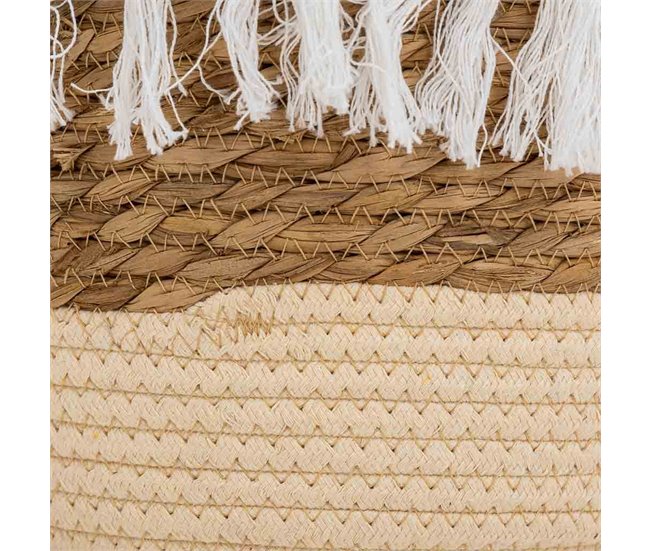 Cesto de fibra natural y algodón Multicolor
