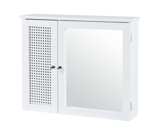 Armario pared con espejo Karlsøy MDF PVC Blanco