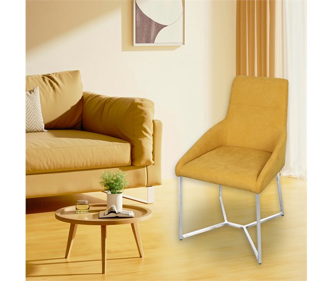 Silla de comedor VIVIAN pack 2 unidades tapizada Amarillo