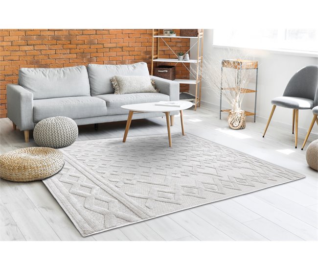 Alfombra SANTO sisal 58389 diamantes, geométrico, zigzag 160x220 Beige