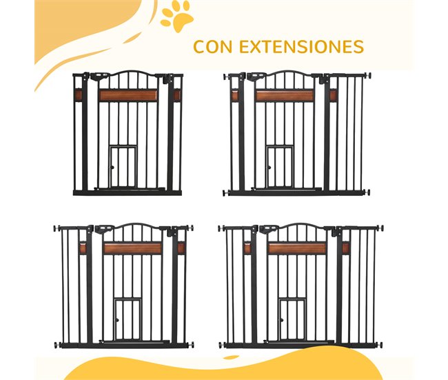 Barrera de Seguridad de Perros Acero y Plástico PawHut Negro