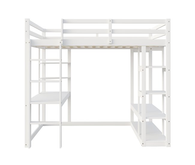 Cama alta para niños 98x205 Blanco