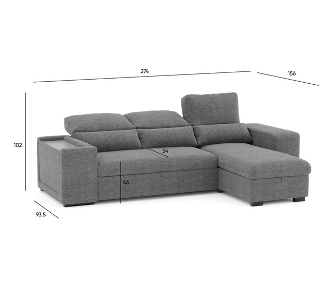 Chaise longue con cama HOXTON Gris