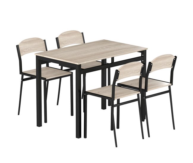 Conjunto de Comedor MDF, Metal HOMCOM, hogar - muebles de comedor Negro