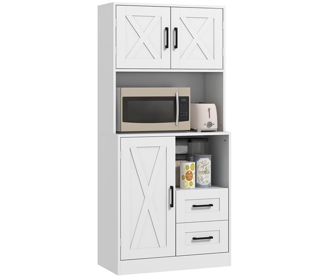 Alacena de Cocina Melamina de Madera HOMCOM, hogar - cocina Blanco