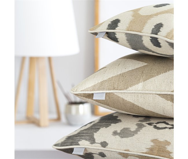 2 Fundas de cojín decorativo 85% algodón 15% lino MEENA Beige