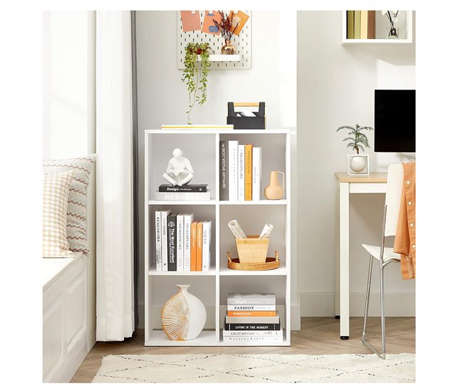 Acomoda Textil – Estantería para Pared y Suelo. (6 Cubos) 67 Blanco