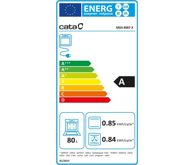 Horno multifunción de fácil limpieza CATA MDS 8007 X Negro/ Inox