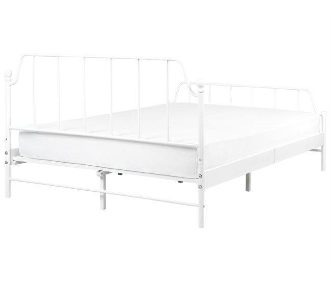 Beliani Cama con somier Hierro MAURESSAC 145x206 Blanco