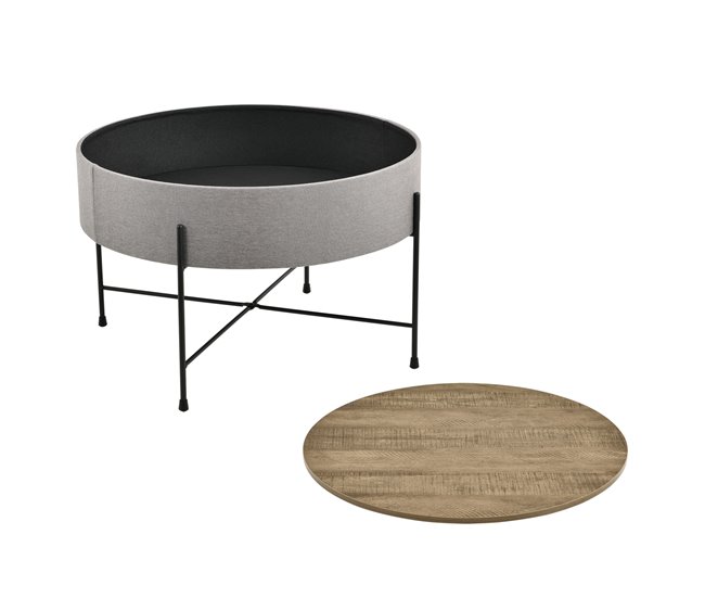 Mesa de centro Tauranga con tablero extraíble aglomerado/metal Gris