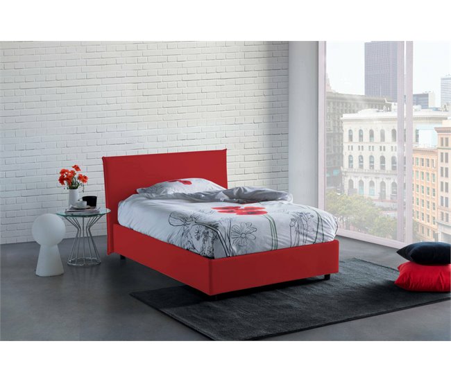 Cama plaza y media en tela Rojo