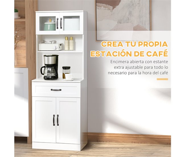 Alacena de Cocina MDF, Vidrio Templado HOMCOM, hogar - cocina Blanco