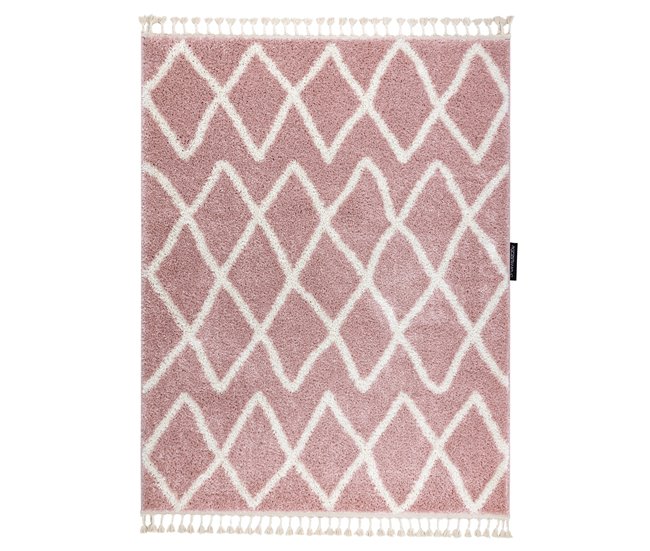 Alfombra BERBER BENI Franjas Bereber Marroquí Shaggy 180x270 Rosa