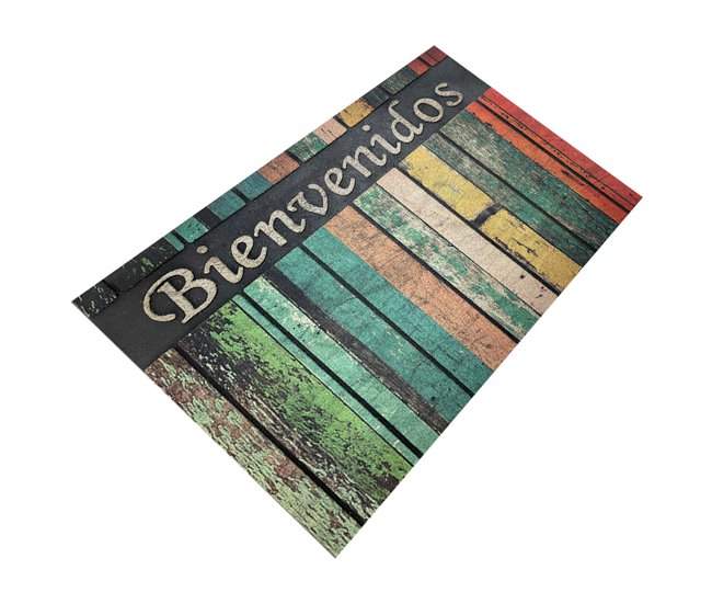 Acomoda Textil – Felpudo de Entrada, Alfombra Rectangular de Goma Azul/ Verde
