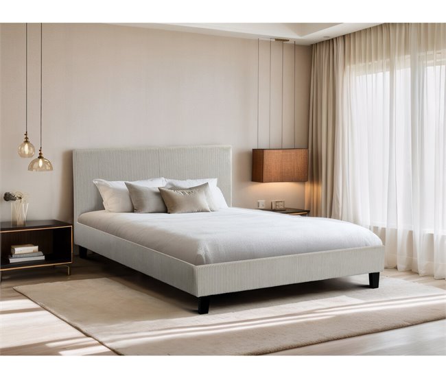Cama en pana 160x200 Beige