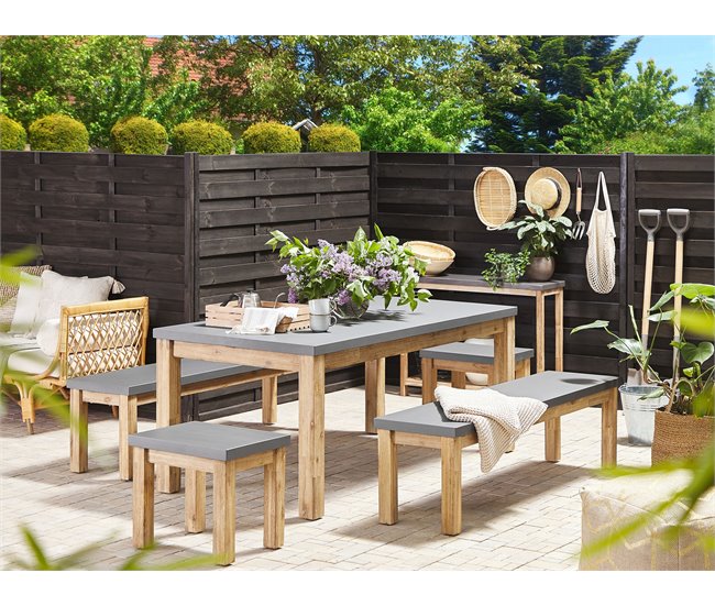 Beliani Conjunto de comedor OSTUNI Gris