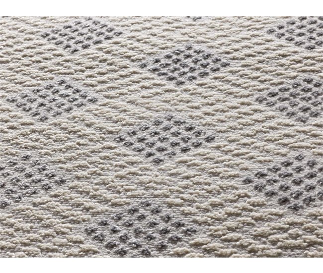 Alfombra geométrica con relieve BARESA - ATTICGO 160x230 Blanco/ Plateado