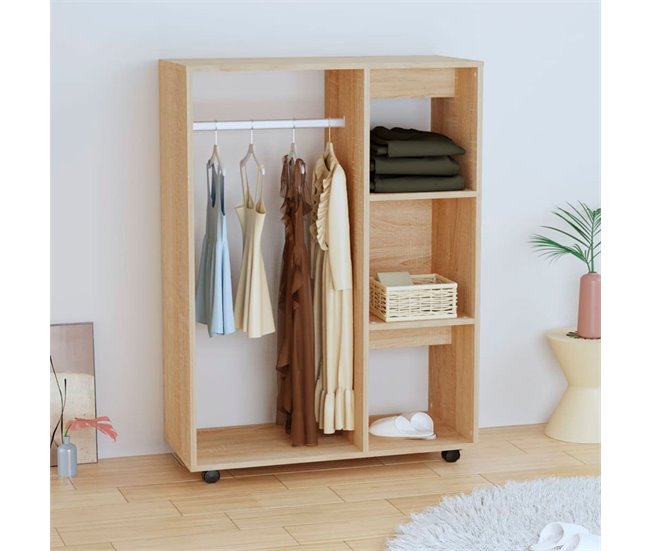 Armario Cavolo diseño sin puertas con ruedas Natural