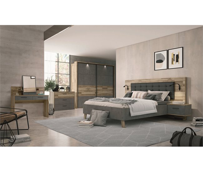 Tocador 2 cajones con espejo RICCIANO Roble