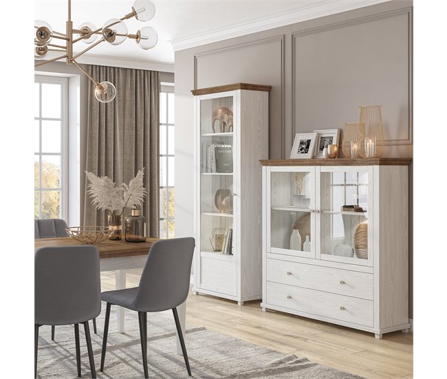 Vitrina 1 puerta apertura por la derecha Martin 71 Blanco/ Madera