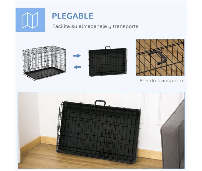 Jaula de Perro Acero, PP PawHut Negro