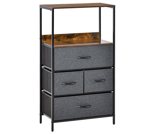 Armario de Salón Tela no Tejida, Metal, MDF HOMCOM 58 Gris