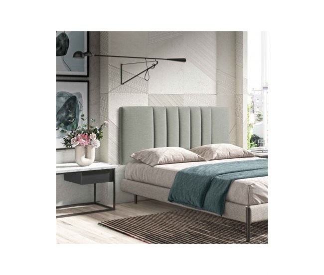 Cabecero de Tela y Patas de Madera Luna 150 Gris