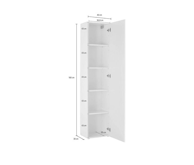 Armario multiusos 1 puerta efecto madera Blanco Brillo