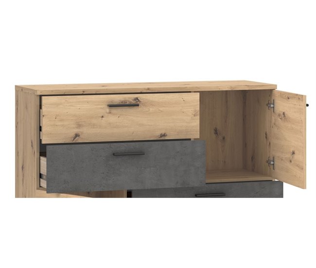 Aparador 2 puertas 4 cajones SKIVE Roble