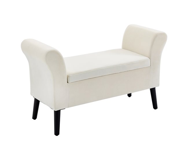 Banco de Cama Poliéster, Espuma, Madera de Caucho HOMCOM Crudo