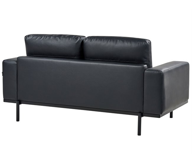 Beliani Sofá de 2 plazas Piel sintética SOVIK Negro