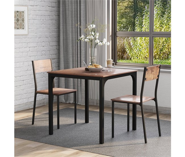 Conjunto de mesas y sillas de comedor 70x70 Marron