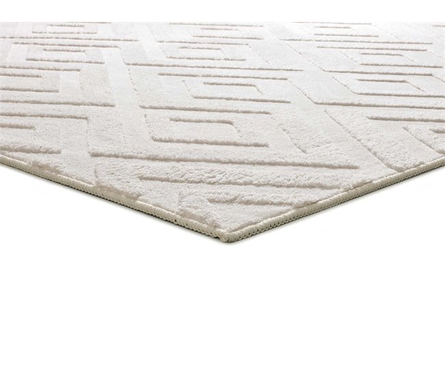 Alfombra lavable geométrica con relieve ESTILO - ATTICGO 160x230 Crema