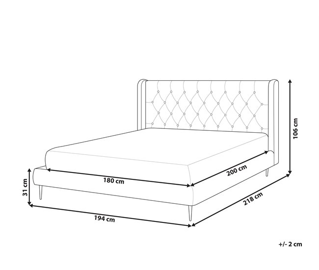 Beliani Cama con somier Terciopelo FORBACH 194x218 Gris