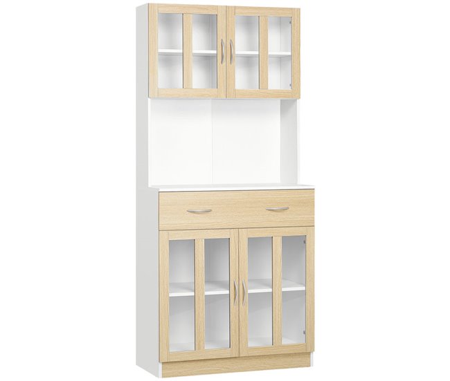 Alacena de Cocina Melamina de Madera HOMCOM, hogar - cocina Blanco/ Madera