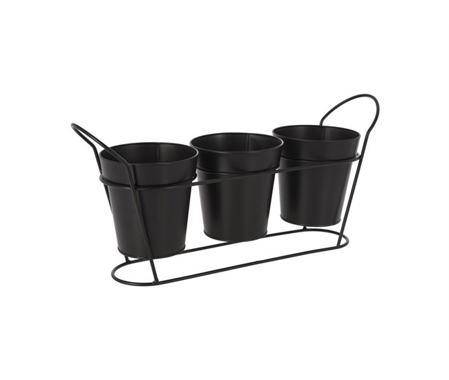 Macetero x3 metal negro 14x23x48cm Negro