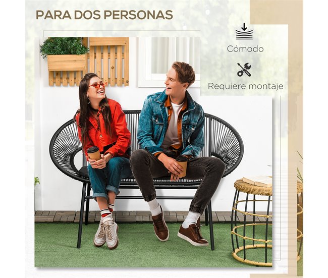 Silla de Ratán Acero, PE Negro
