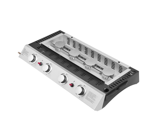 Plancha de gas VALENCIA - 4 quemadores 10kW Negro