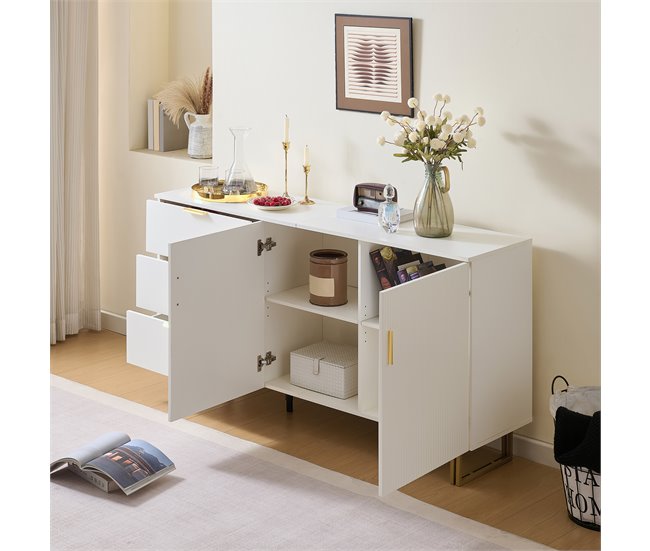 Aparador con 2 puertas y 3 cajónes Blanco