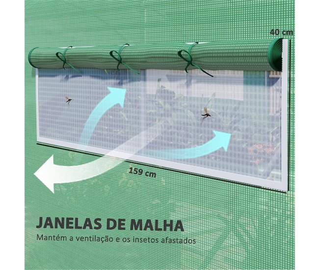 Invernadero de Túnel PE, Acero Galvanizado Outsunny Verde